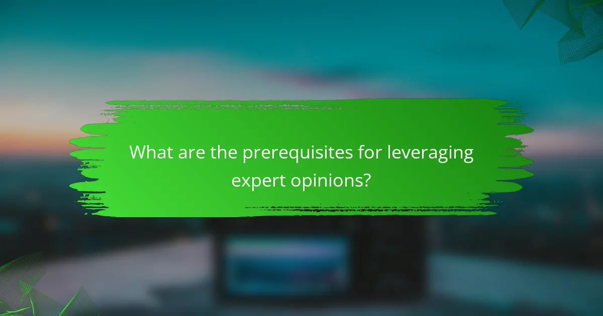 What are the prerequisites for leveraging expert opinions?